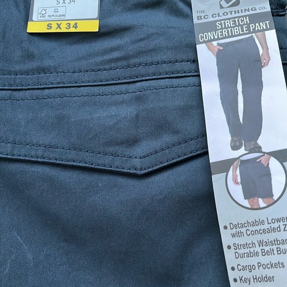 BC Clothing Men’s Convertible Pant in Navy Size 30-32/34 - Picture 5 of 6
